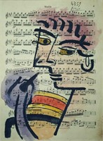 Pablo Picasso Mixed Media and Ink Drawing on Paper