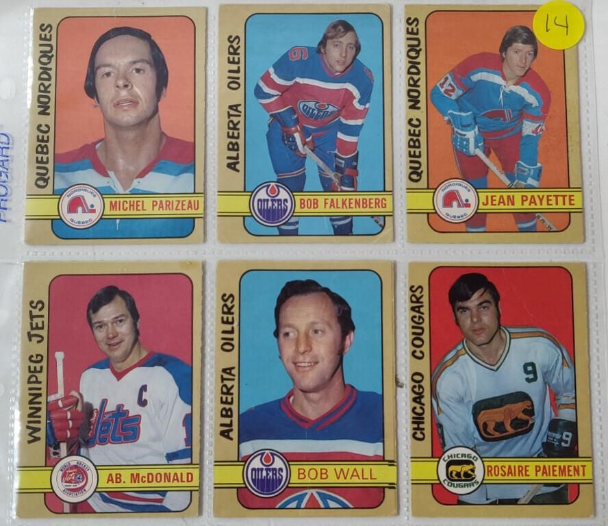 6 1972-73 OPC WHA Hockey Cards