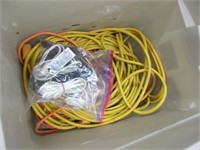 Storage container w/assorted extension cords