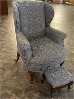 Very Elegantly Upholstered Arm Chair with Carved