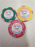 3 Sands Baccarat $1000 Casino Chips