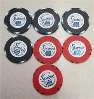 7 Stardust Casino Chips, $100
