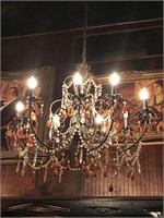 Metal base hanging Chandelier with beads and