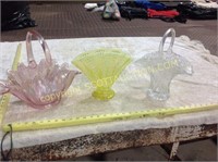 3 pcs large vintage collectable glass & crystal