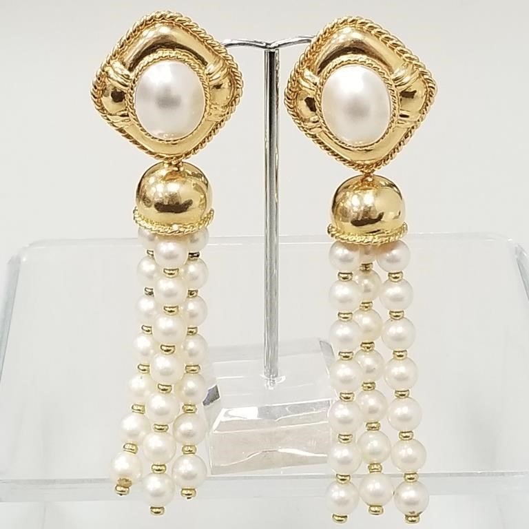 14K gold & mabe pearl earrings with 7mm pearl
