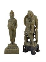 2 Carved Stone Asian Figures