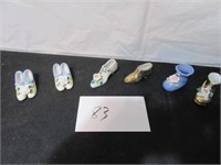 Shoe Figurines (6) & Mini Teacups w/ saucers