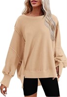 (Size: L) YHEGHT Womens Oversized Crewneck Solid
