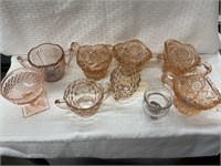Pink Depression Glass - Creamers Sugars Cups