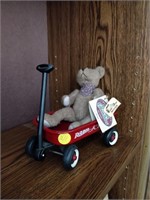 cottage collectables bear and radio flyer wagon