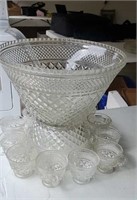 Wexford punch bowl and cups approx 15 cups