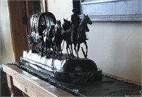 Horses and wagon Statue 36x11x14