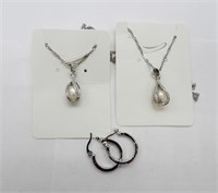 2 Pearl Necklaces & Earrings