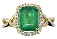 14kt Gold 2.84 ct GIA Emerald & Diamond Ring