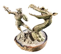 Hudson New Age Pewter Knight Vs Dragon Figurine