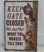 12"x 8" Keep The Gate Closed Metal Sign