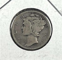 1917-S Mercury Silver Dime, US 10c Coin