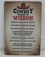 12"x 8" Cowboy Word Of Wisdom Metal Sign