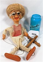 Vintage Puppet Wood Straw Hat