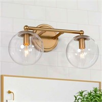 Modern Globe Vanity Light  2-Light Brass