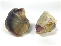 Calcite on Fluorite-Facet Grade & Geode Half