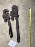 2 old pipe, wrenches