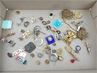 Lot of Misc. Jewelry - Pins Cuff Links Ring Tie