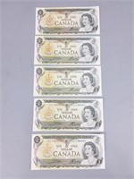 Uncirculated $1.00 1973 Canadian Bills
