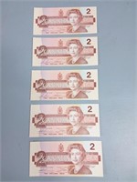 Uncirculated $2.00 1986 Canadian Bills