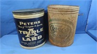 Vintage Crisco Tin & Peters Lard 50lb Tin