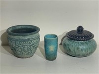 Planter, Covered Bowl & Vase