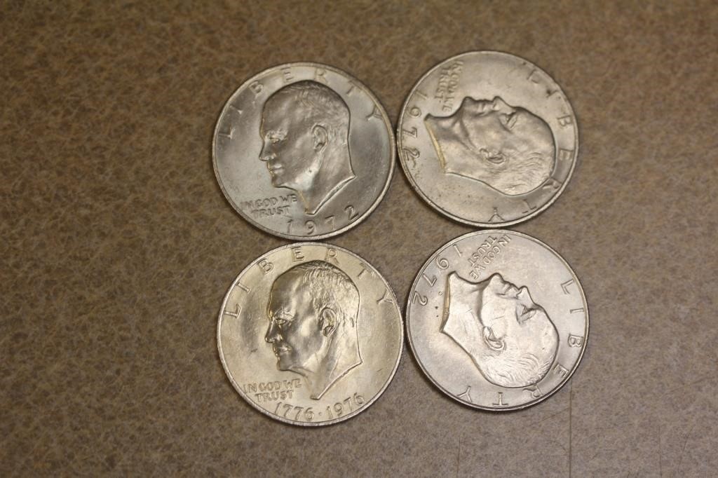 Lot of 4 Clad Ike Dollars