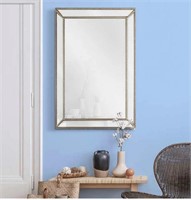 Rectangular Mirror with Beaded Frame and Antique