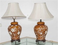Pair of oriental pottery based electric lamps