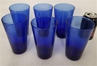 Six Blue Water Glasses