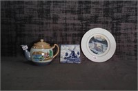tea pot, plate,coaster