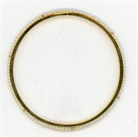 Gold Tone Seed Pearl Bangle Bracelet