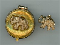 Gold Elephant Pill Box & Pendant