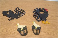 Wrought Iron Hanging Roosters & Chicks