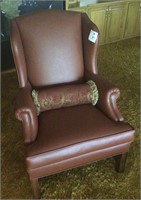 Executive leather side chair maroon reddish color