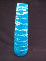 19 1/2" contemporary turquoise and white vase