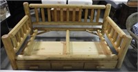 Pine Log Cabin style twin day bed with three
