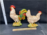 Rooster and hen wall plaques