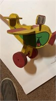 Vintage Wooden Airplane 45” Push Toy