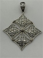 Sterling Silver Reticulated Panel Pendant