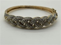 Sterling Gold Vermeil CZ Braided Clamper Bracelet