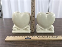 2 Heart Shaped Vases