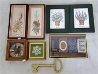 Large Brass Key, Assorted Pictures, Flowers in