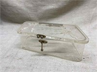 Etched Lucite Lidded Box Purse