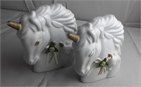 2 Porcelain Unicorn Figures